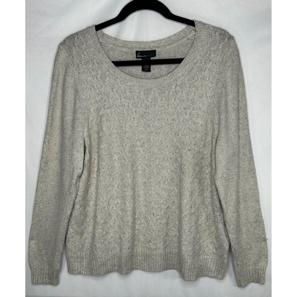 Lane Bryant Gold Metallic‎ Lattice Knit Sweater Oatmeal Heather Plus Size 22/24